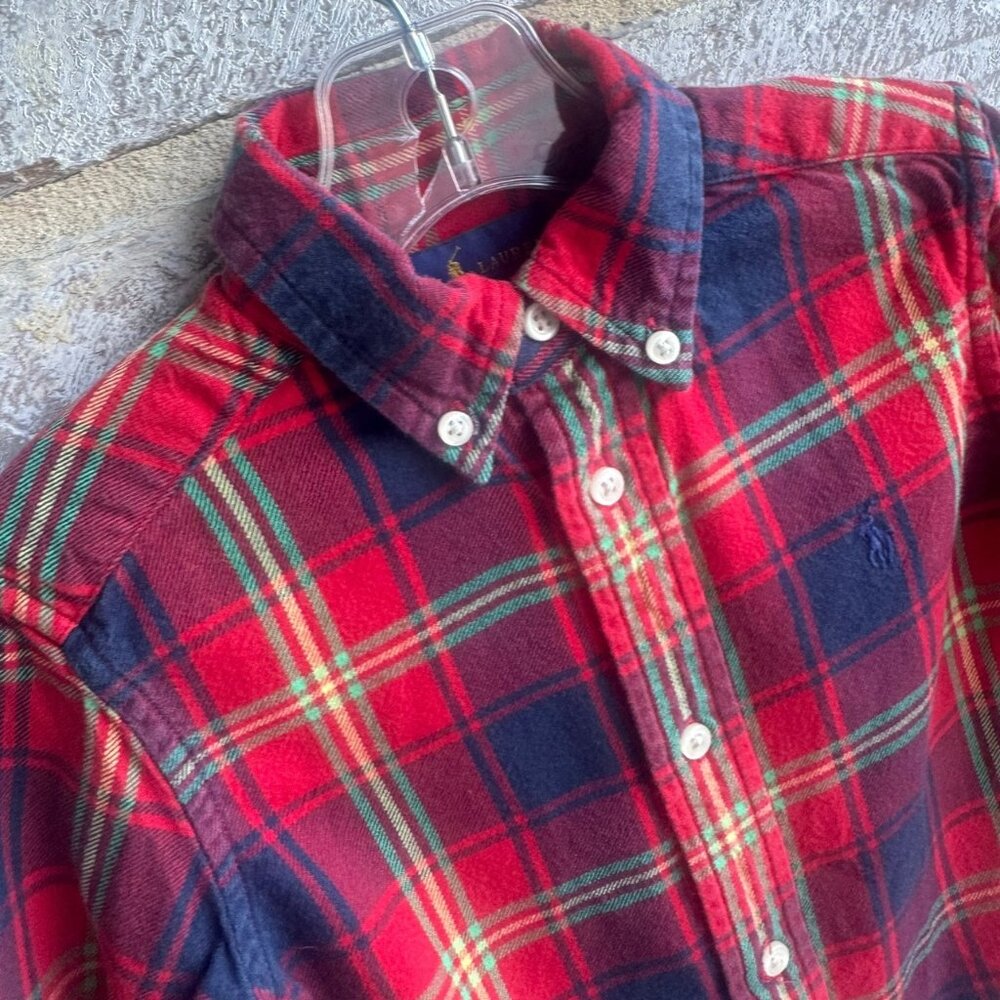 Ralph Lauren Long Sleeve 100% Cotton Button Up Plaid Shirt Boy's Size 2T - Picture 5 of 8